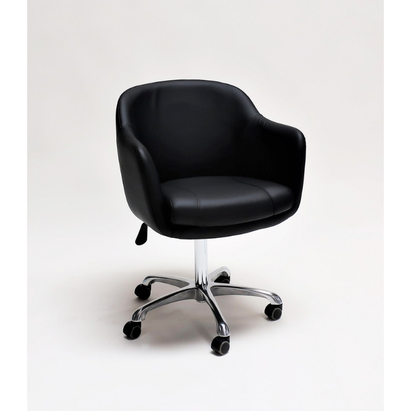 Belava Customer Chair Cozy In Black Client Roll Wheels and Adjustable Height Salon Chair