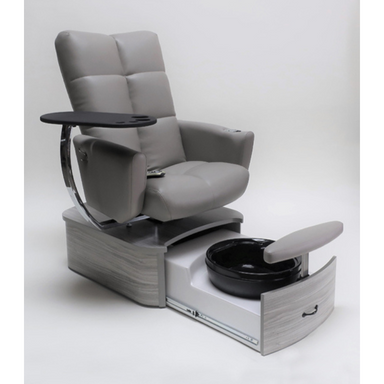 Belava Impact Pedicure Chair With/Without Plumbing Open Draw Black Trio Foot Spa Tub With Wood Finish Platform Modern Salon Chair