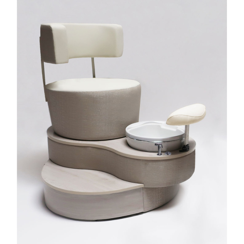 Belava Luna Pedicure Chair With/Without Plumbing Beige and White Color With White Trio Foot Spa Tub