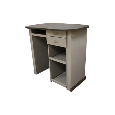 Custom Craftworks Kiosk Salon Desk 48" Interior Backside View With Shelving and Storage