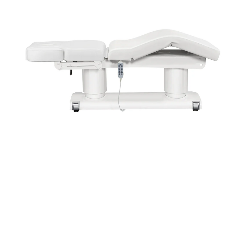 DIR Luxi 4-Motors Medical Spa Treatment Bed Table in White Fully Reclined With Pitched Footrest