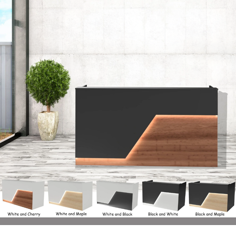 Reception Counter Solutions Miami Reception Desk with Led Lights Modern Style Color Variations and Options 4 Feet 5 Feet 6 Feet or 7 Feet Wide
