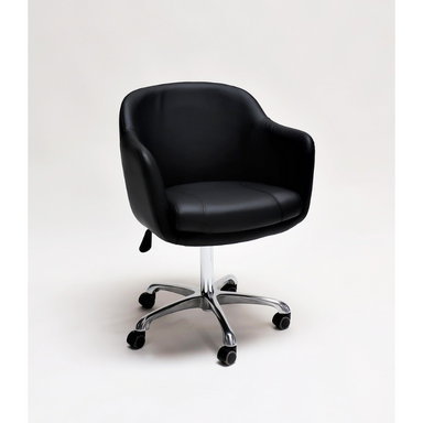 Belava Customer Chair Cozy In Black Client Roll Wheels and Adjustable Height Salon Chair