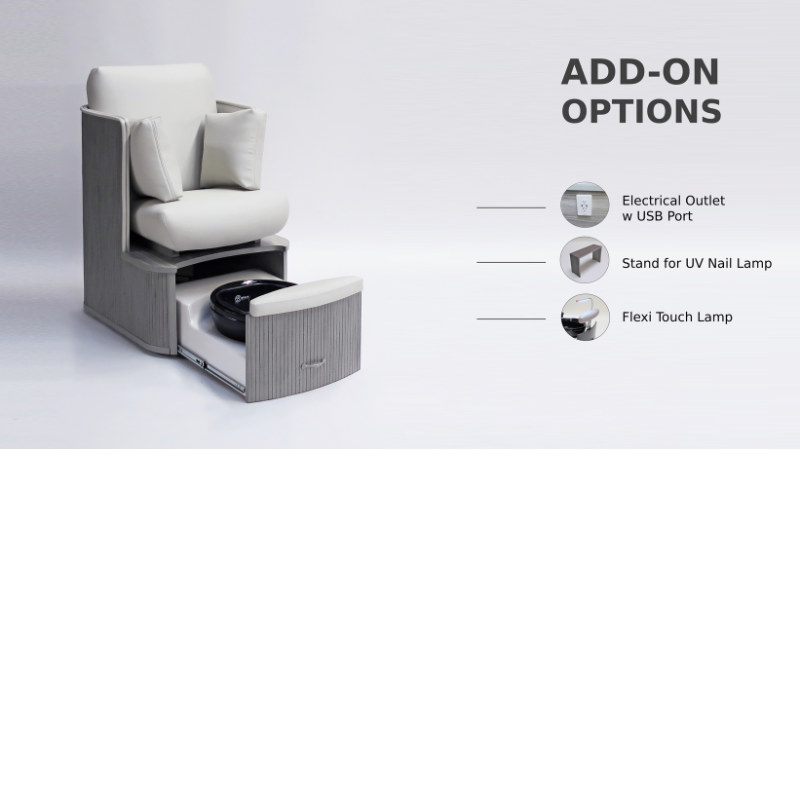 Belava Dorset Lounge Style Pedicure Chair With/Without Plumbing Add Ons Chart