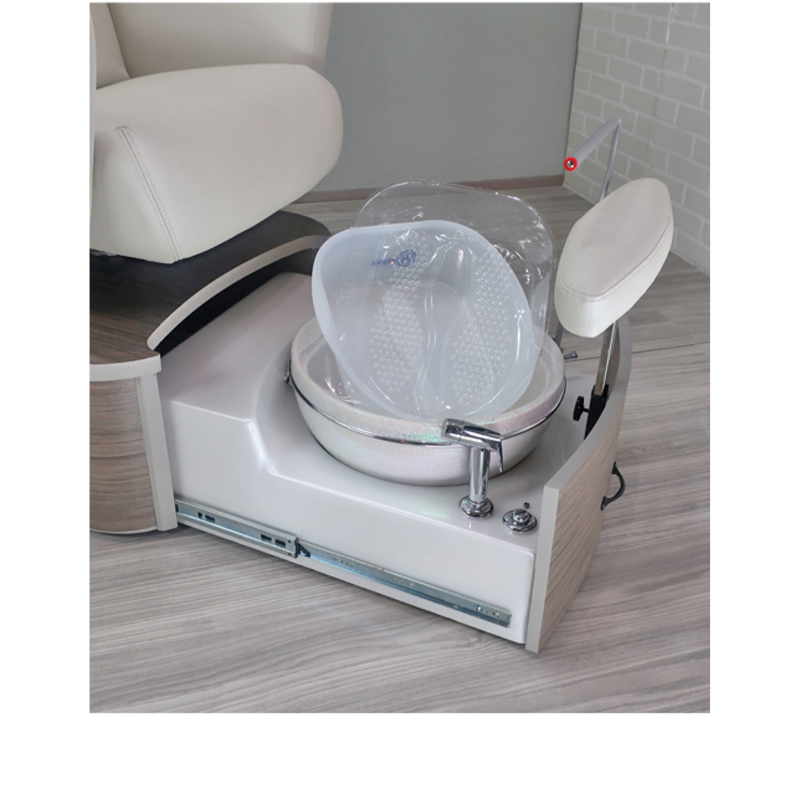 Belava Dorset Lounge Style Pedicure Chair With/Without Plumbing In White with White Trio foot spa tub and pedicure liners