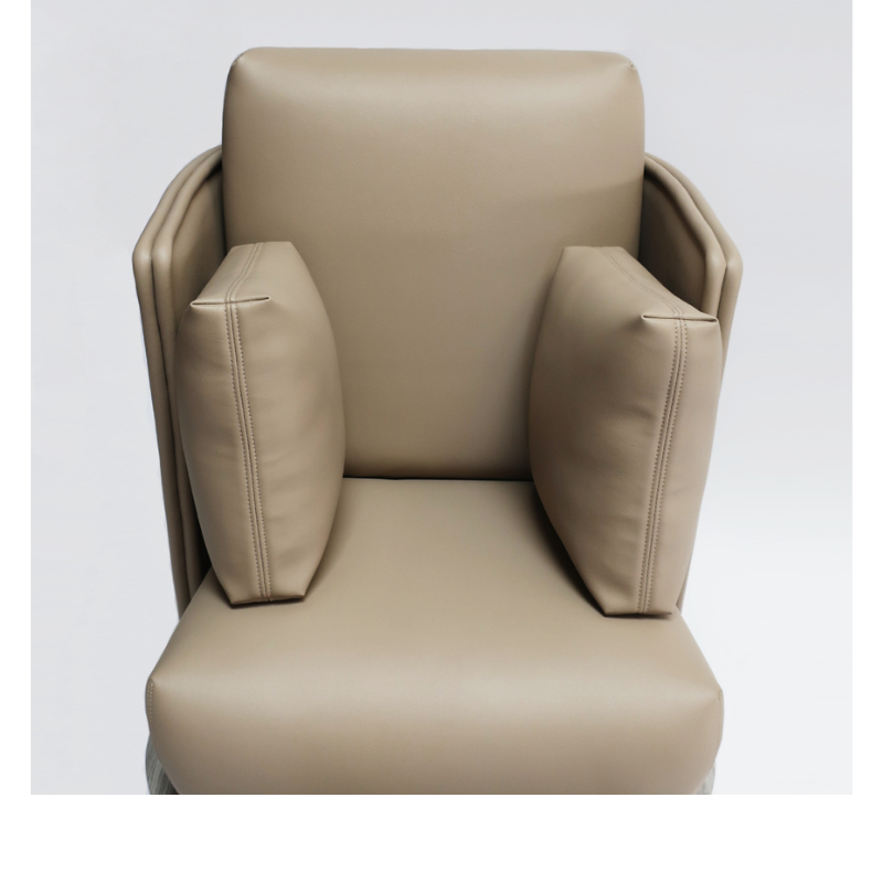 Belava Dorset Lounge Style Pedicure Chair With/Without Plumbing Light Neutral Tan Color With Pillows Closeup