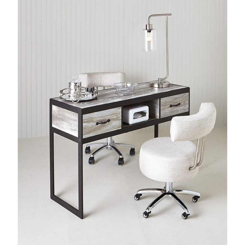 Belava Elora Manicure Table Display Modern Style With Technician Stool Salon Image