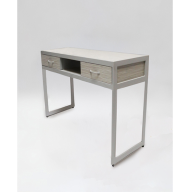 Belava Elora Manicure Table Front Right Angle View Modern Creme Off White Wood Detail Table