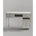 Belava Elora Manicure Table Front View Display Modern Creme Off White Wood Detail Table With Multiple Drawers For Storage