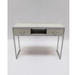 Belava Elora Manicure Table Front View Modern Creme Off White Wood Detail Table With Drawers for Storage