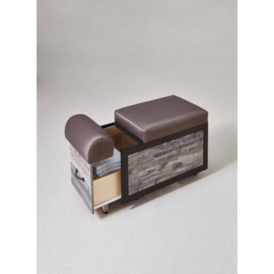 Belava Elora Pedicure Dolly / Portable Pedicure Cart with Adjustable Foot Rest in Brown Color With Drawer for Storage