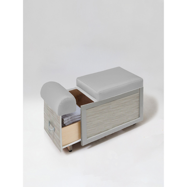 Belava Elora Pedicure Dolly / Portable Pedicure Cart with Adjustable Foot Rest in Light Gray with Drawer For Storage