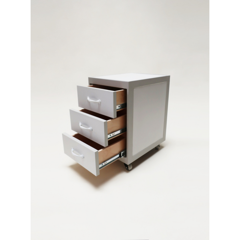 Belava Elora Pedicure Supply Cart With 3 Drawers For Storage In White Modern Style Open Drawers Pictured