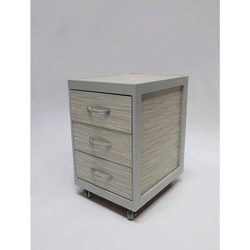 Belava Elora Pedicure Supply Cart With 3 Drawers For Storage Modern Beige Wood Design With White/Creme Borders