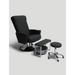 Belava Essence Multi Service Chair Modern Salon Chair In Black With Pedicure Bowl, Balance Foot Rest and Technician stool