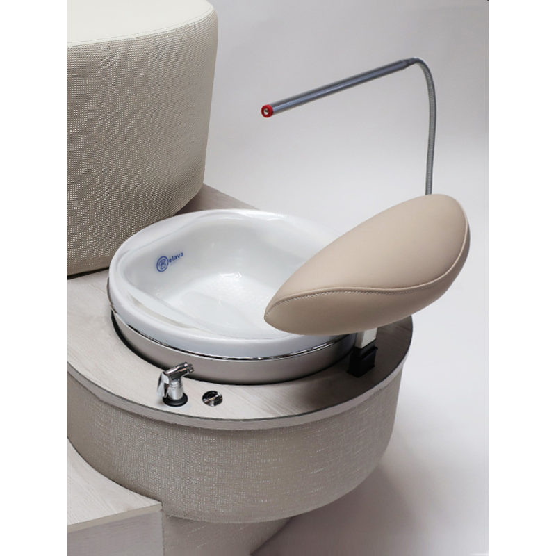 Belava Luna Pedicure Chair With/Without Plumbing Beige and Creme Color With White Trio Spa Closeup