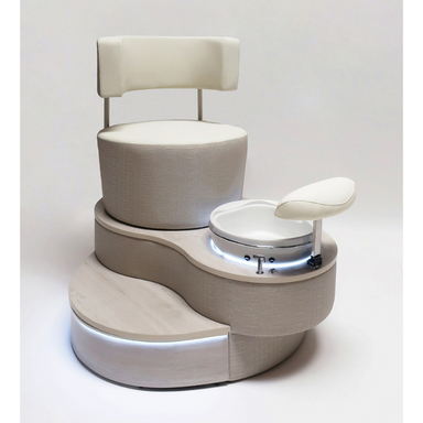 Belava Luna Pedicure Chair With/Without Plumbing Beige and Creme Color With White Trio Spa With Led Lights