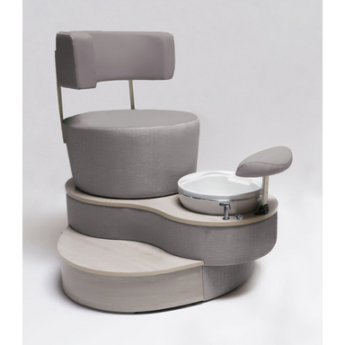 Belava Luna Pedicure Chair With/Without Plumbing Light Gray Color With White Trio Foot Spa Tub