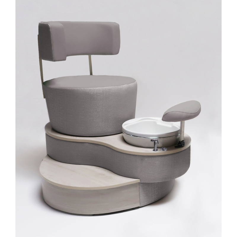 Belava Luna Pedicure Chair With/Without Plumbing Light Gray Color With White Trio Foot Spa Tub