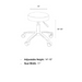 Belava Nail Tech Basic Stool Dimensions Diagram Specification Measurements 14 inch, 15, inch, 16 inch height, 11 inch width