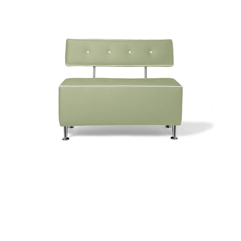 Belava Salon Chair Double Seater In Artichoke Green Modern Rectangle Salon Waiting Area Reception Customer Chair