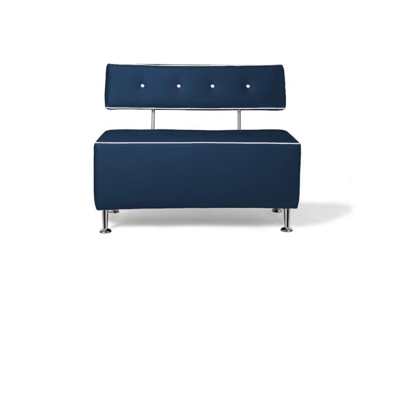 Belava Salon Chair Double Seater In Belava Blue Dark Blue Modern Rectangle Salon Waiting Area Reception Customer Chair