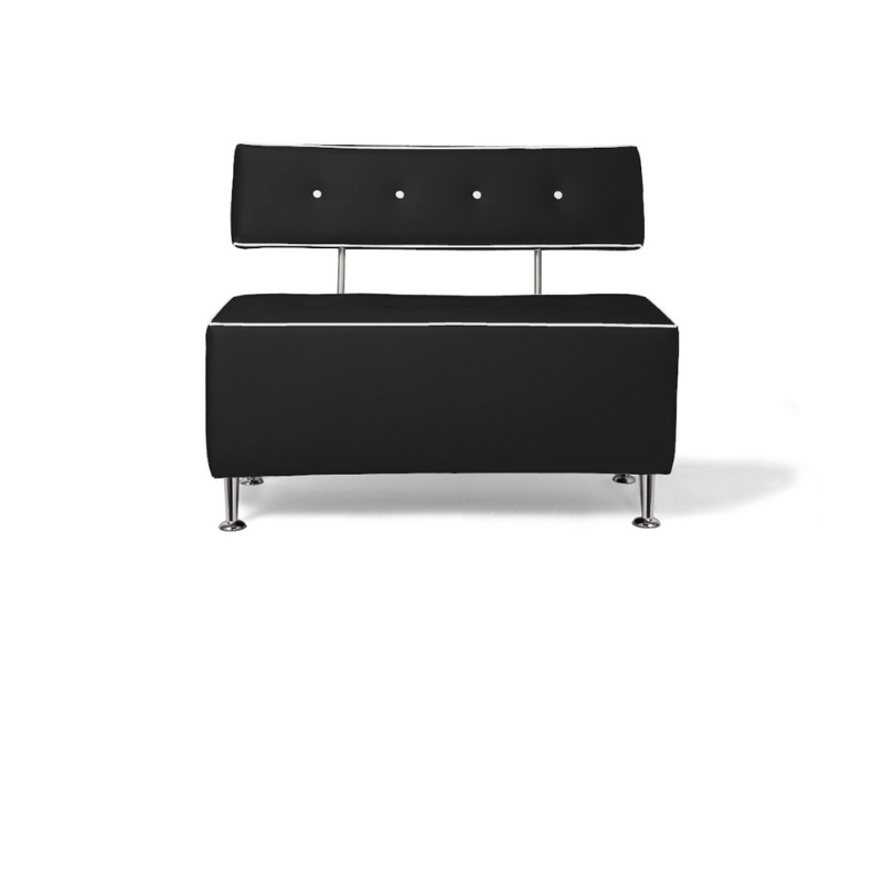 Belava Salon Chair Double Seater In Black Modern Rectangle Salon Waiting Area Reception Customer Chair