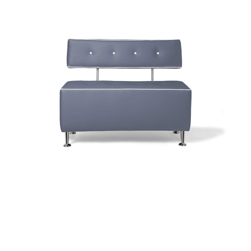 Belava Salon Chair Double Seater In Cadet Blue Dusty Blue Modern Rectangle Salon Waiting Area Reception Customer Chair