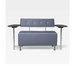 Belava Salon Chair Double Seater In Cadet Blue With Swiveling Table on Both Sides Modern Rectangle Salon Waiting Area Reception Customer Chair