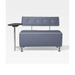 Belava Salon Chair Double Seater In Cadet Blue With Swiveling Table on Left Side Modern Rectangle Salon Waiting Area Reception Customer Chair