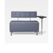 Belava Salon Chair Double Seater In Cadet Blue With Swiveling Table on Right Side Modern Rectangle Salon Waiting Area Reception Customer Chair