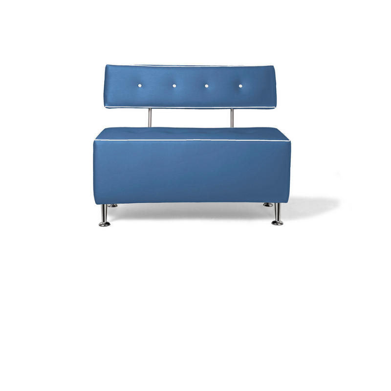 Belava Salon Chair Double Seater In Cosmic Bright Blue Modern Rectangle Salon Waiting Area Reception Customer Chair