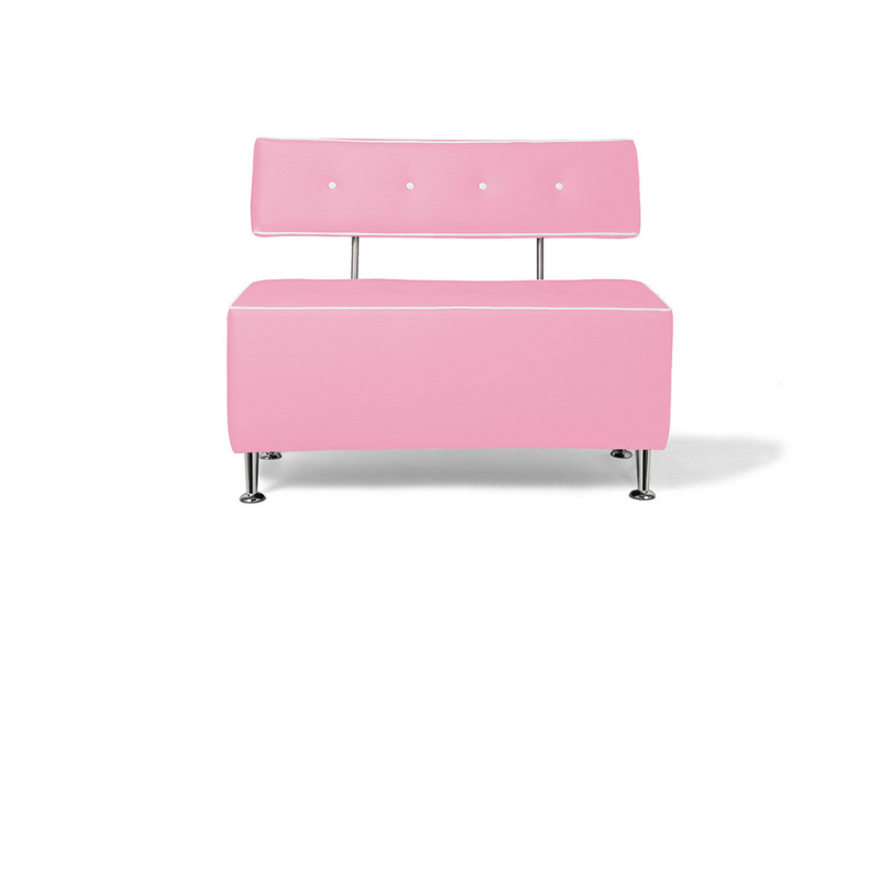 Belava Salon Chair Double Seater In Pink Modern Rectangle Salon Waiting Area Reception Customer Chair
