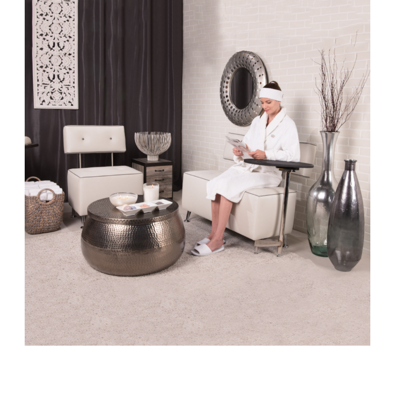 Belava Salon Chair Double Seater in White Salon Spa Decorated Display 