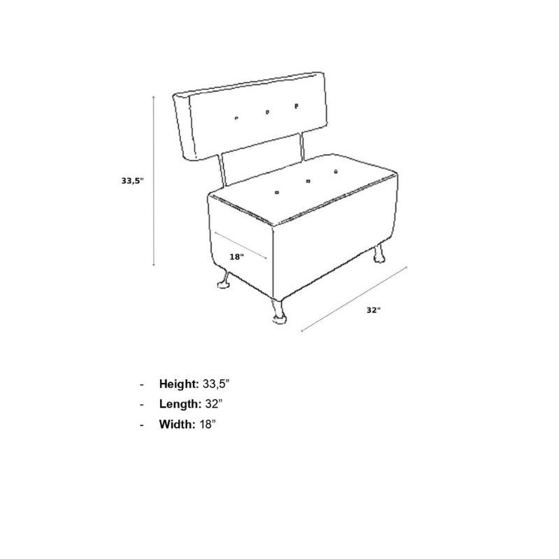 Belava Salon Chair One & Half Seater DImensions Diagram Specification Measurements