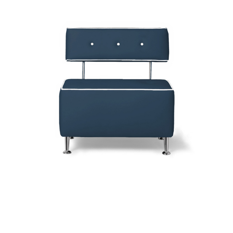 Belava Salon Chair One & Half Seater In Belava Blue Dark Blue Modern Rectangle Salon Waiting Area Reception Customer Chair