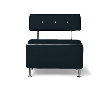 Belava Salon Chair One & Half Seater In Black Modern Rectangle Salon Waiting Area Reception Customer Chair