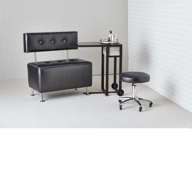 Belava Salon Chair One & Half Seater In Charcoal Display With Manicure Dolly Modern Rectangle Salon Waiting Area Reception Customer Chair