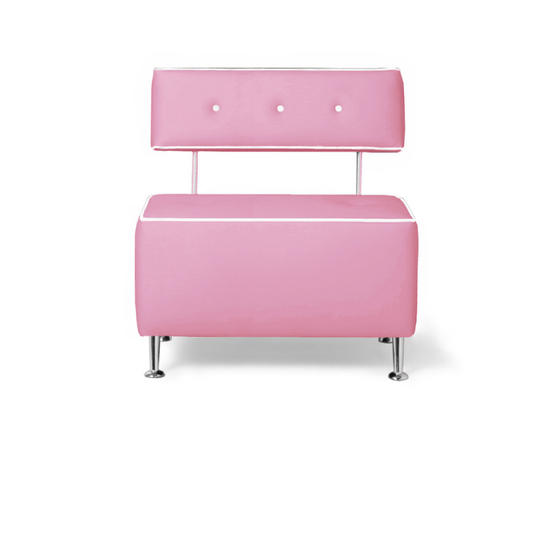 Belava Salon Chair One & Half Seater In Pink Modern Rectangle Salon Waiting Area Reception Customer Chair
