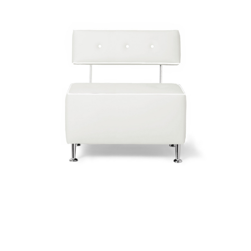 Belava Salon Chair One & Half Seater In White Modern Rectangle Salon Waiting Area Reception Customer Chair