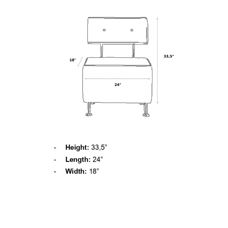 Belava Salon Chair Single Seater Dimensions Diagram Specification Measurements