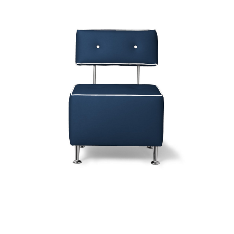 Belava Salon Chair Single Seater In Belava Blue Dark Blue Modern Salon Chair Waiting Area Reception Seating Chair