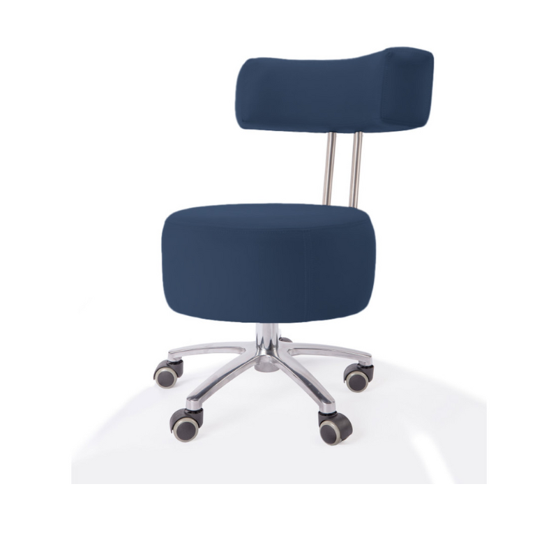 Belava Salon Nail Tech Stool Performer with Low, Medium, or High Pump Adjustable Height In Belava Blue Navy Blue