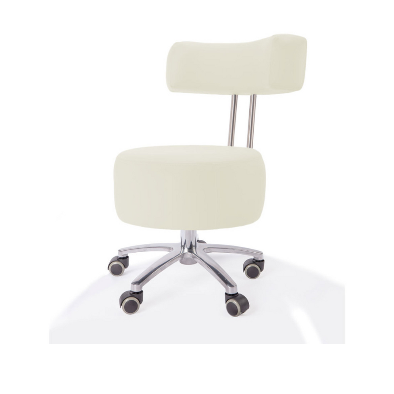 Belava Salon Nail Tech Stool Performer with Low, Medium, or High Pump Adjustable Height In Bisque Off White Creme