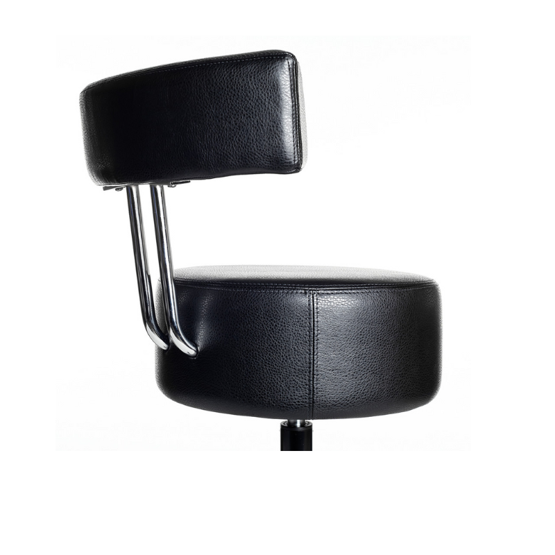 Belava Salon Nail Tech Stool Performer with Low, Medium, or High Pump Adjustable Height In Black Back Support Closeup