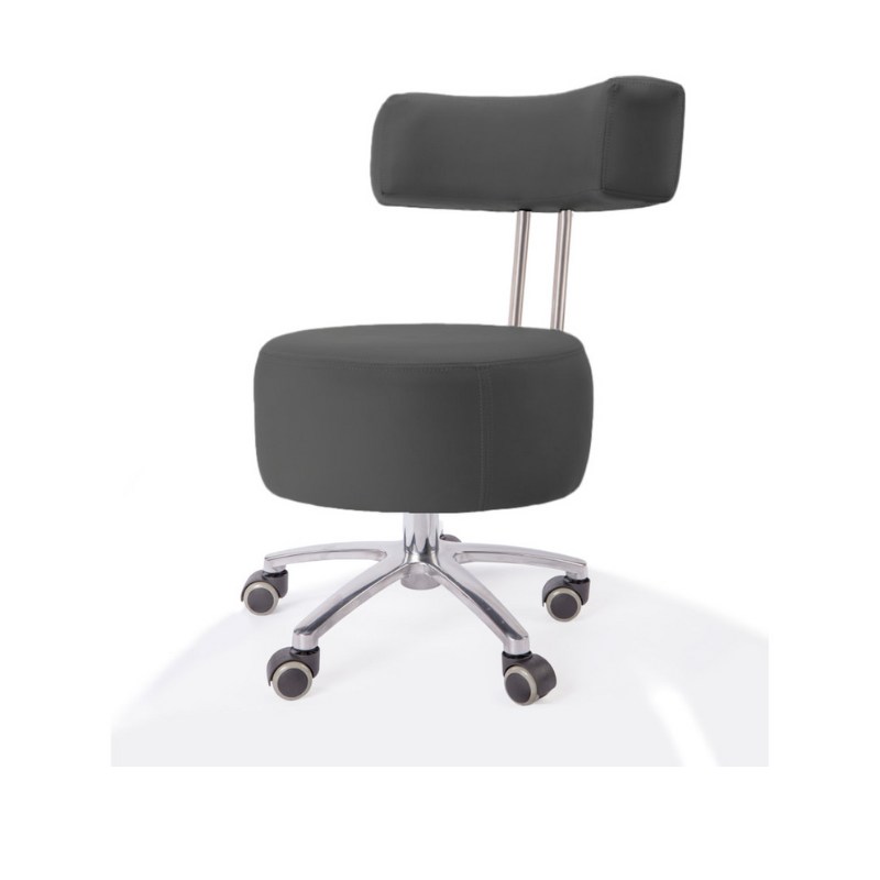 Belava Salon Nail Tech Stool Performer with Low, Medium, or High Pump Adjustable Height In Charcoal Dark Gray