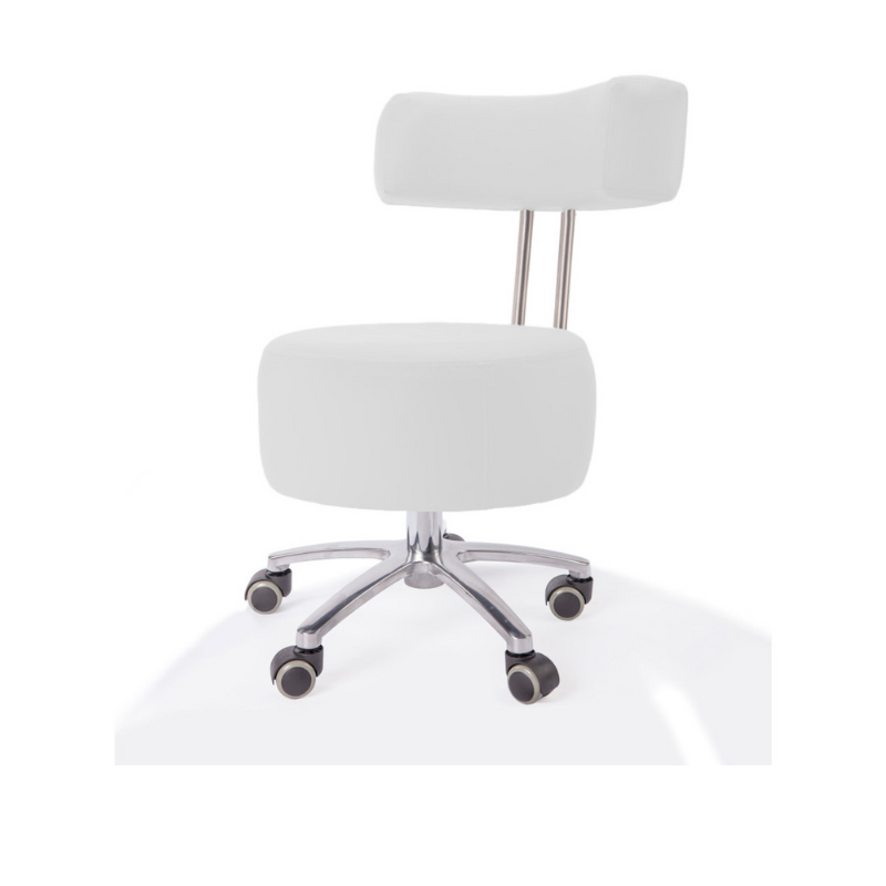 Belava Salon Nail Tech Stool Performer with Low, Medium, or High Pump Adjustable Height In White