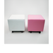 Belava Shorty Nail Tech Stool Modern Square Pedicure Salon Chair Display in White and Pink 