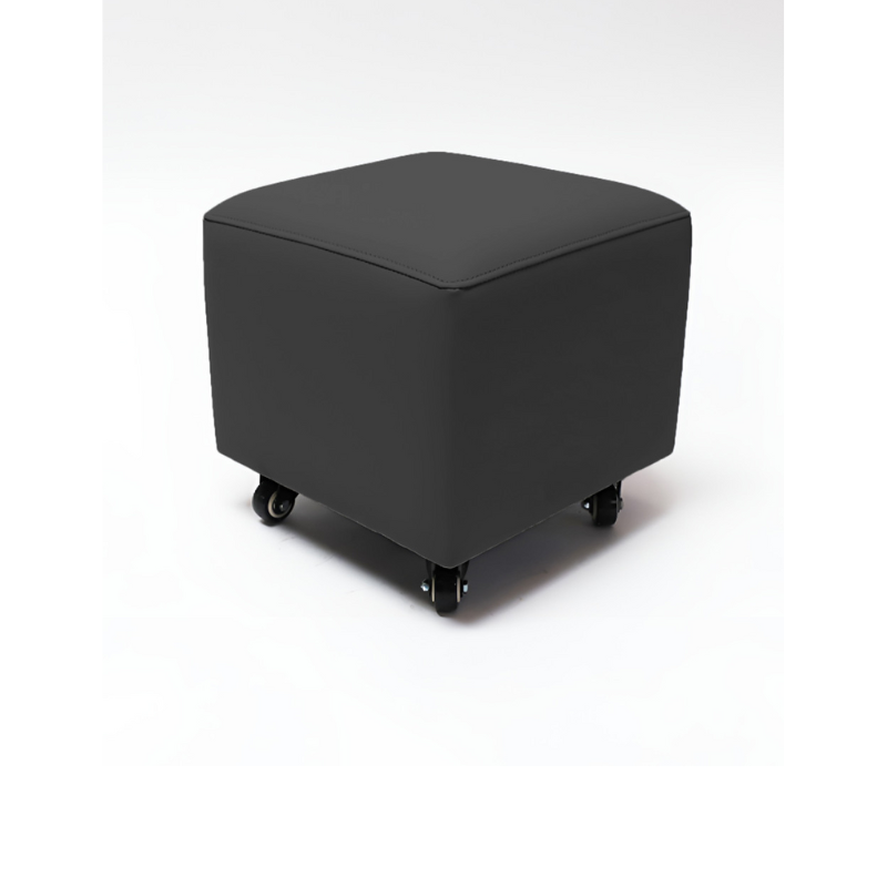 Belava Shorty Nail Tech Stool In Charcoal Dark Gray Square Salon Chair