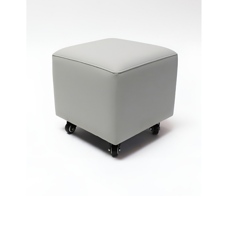 Belava Shorty Nail Tech Stool In Grey Square Salon Chair Angle View